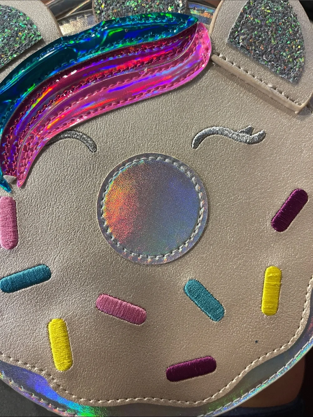 Girls' Unicorn Donut Crossbody Bag - Cat & Jack Faux Leather, Adjustable Strap